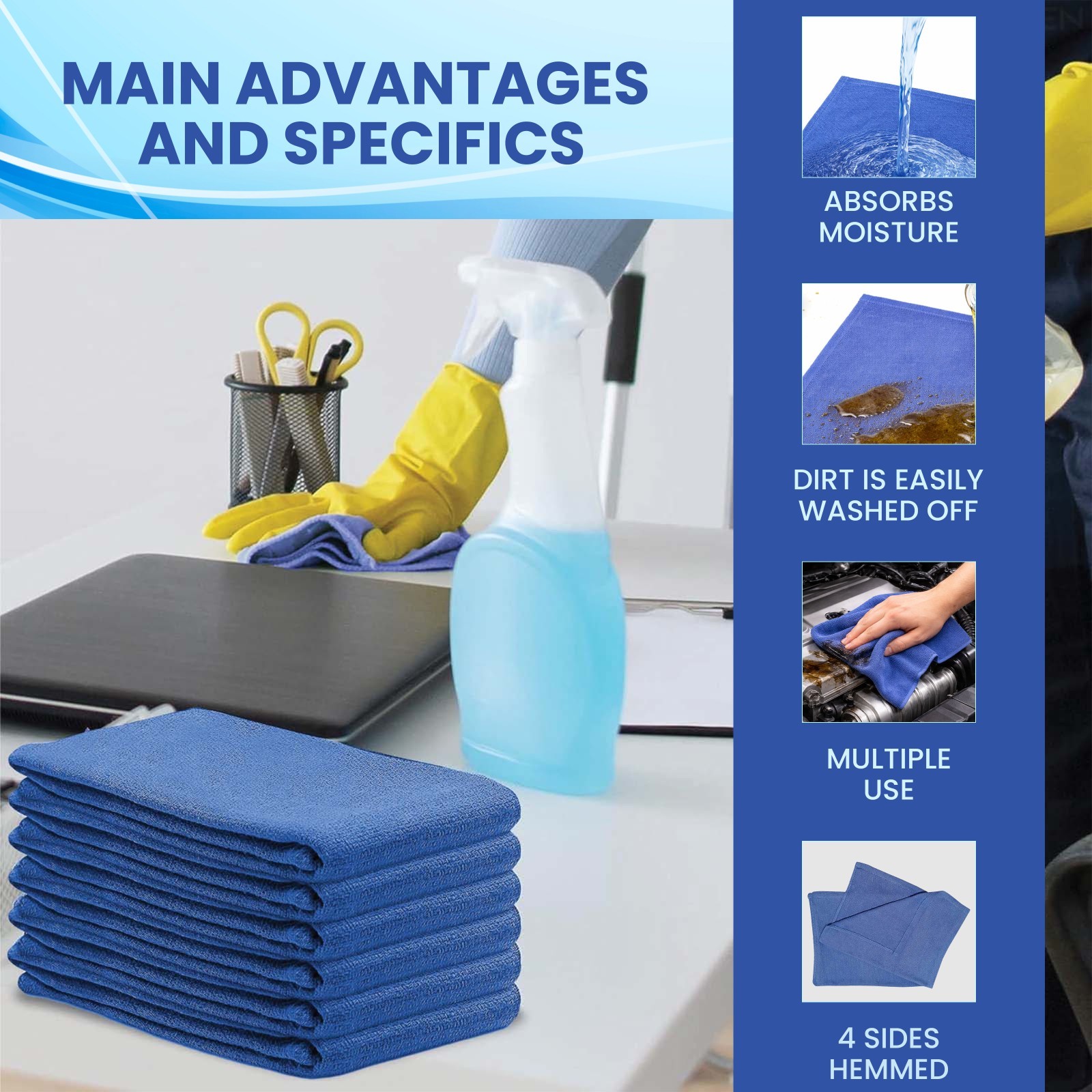Blue Huck Towels Cleaning Rags – Multi Purpose Cleaning – NEW