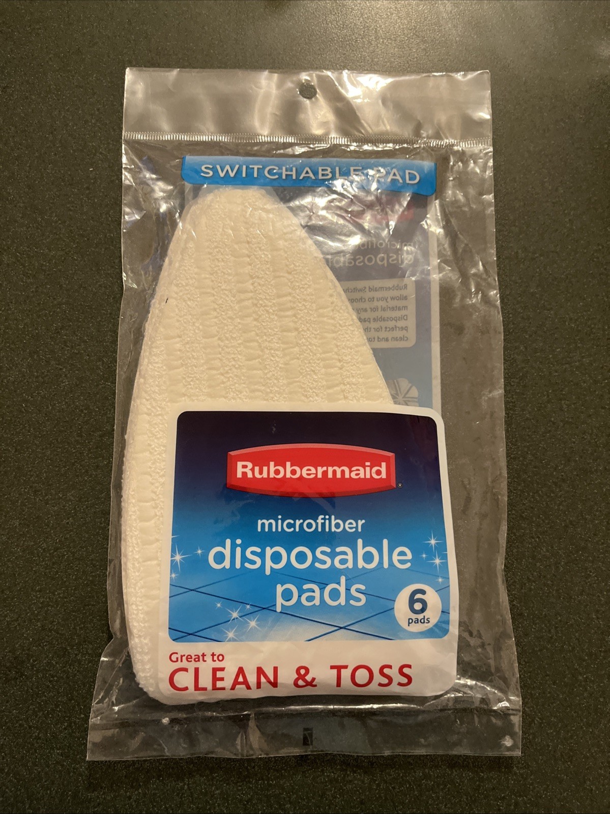 Rubbermaid Microfiber Disposable Pads 6 Count Package Switchable Scrubber New