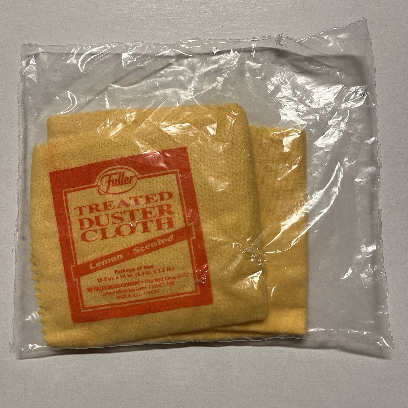 Fuller Brush Company Treated Duster Cloth 2 PC VINTAGE Lemon Scented 15.3×14 NEW