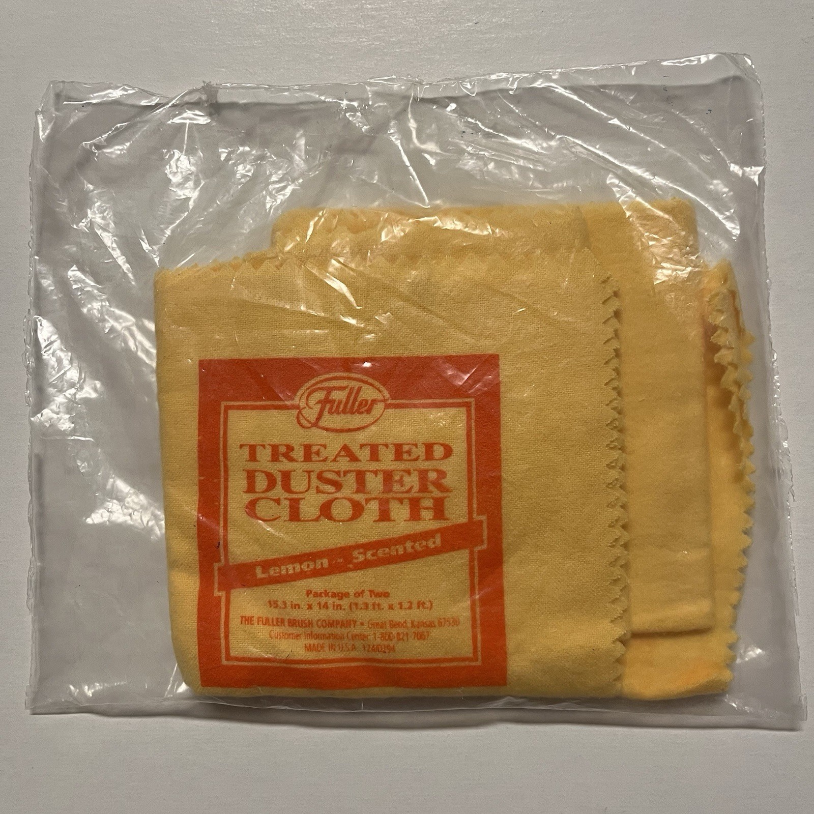 Fuller Brush Company Treated Duster Cloth 2 PC VINTAGE Lemon Scented 15.3×14 NEW