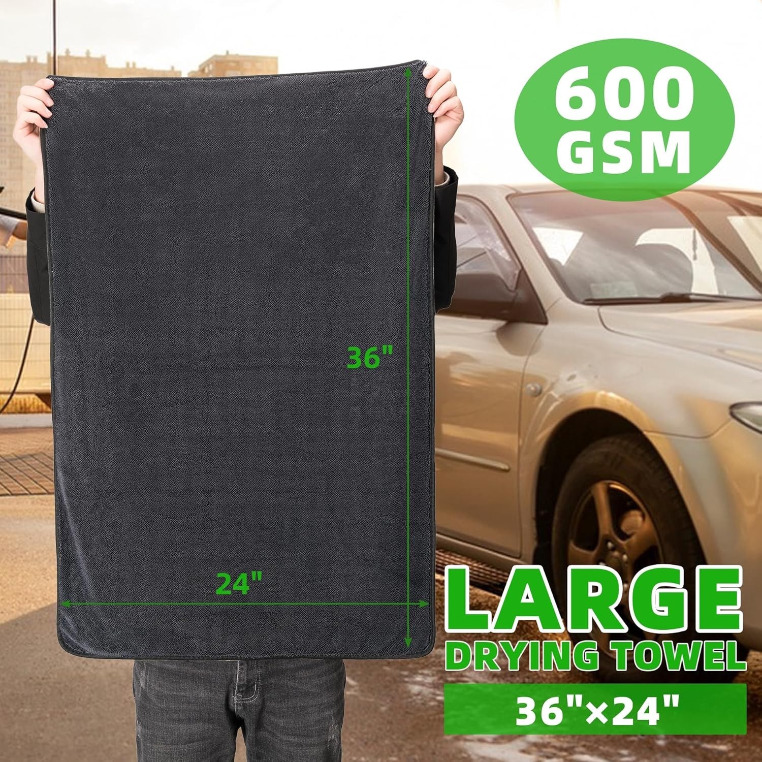 Toalla de secado para auto de microfibra ultra absorbente sin rayas ni manchas