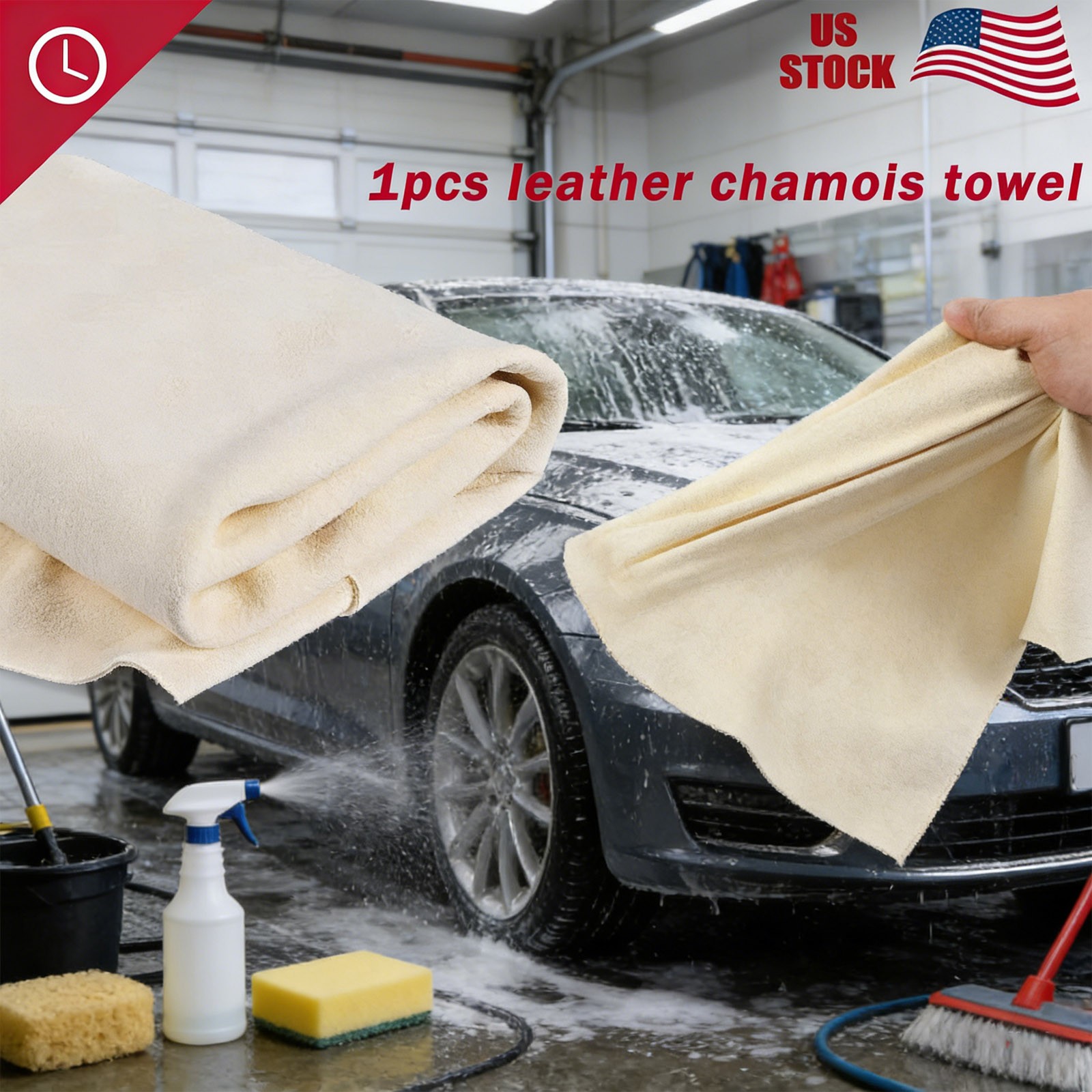 Natural Chamois Leather Car Drying-Towel Cleaning Cloth Shammy Towel 60cm x 90cm
