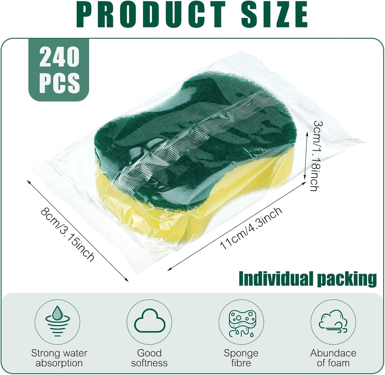 240 Bulk Non-Scratch Scouring Sponges – Durable & Versatile