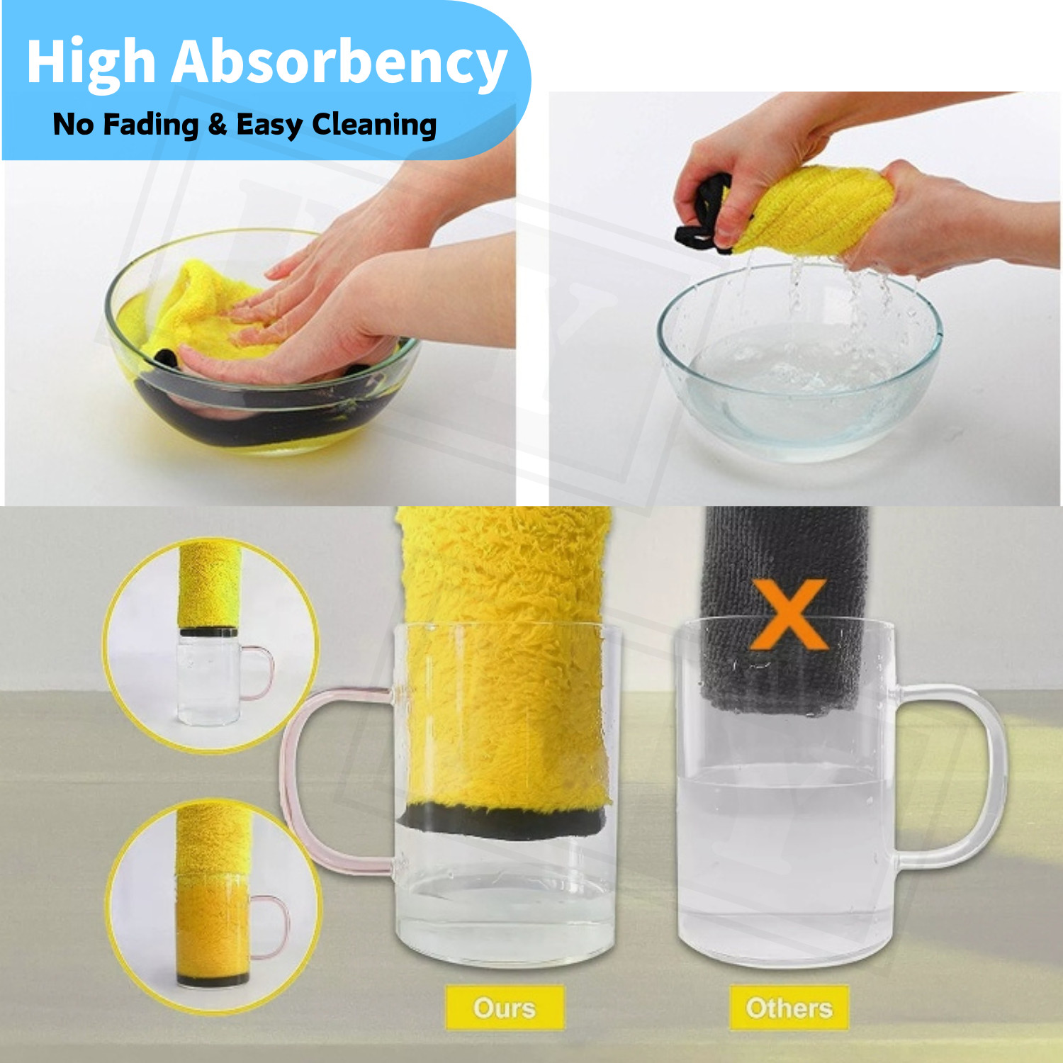 Yellow 10X Car Wash Microfiber Towel 12×12” Cleaning Drying Car Care Soft Cloth