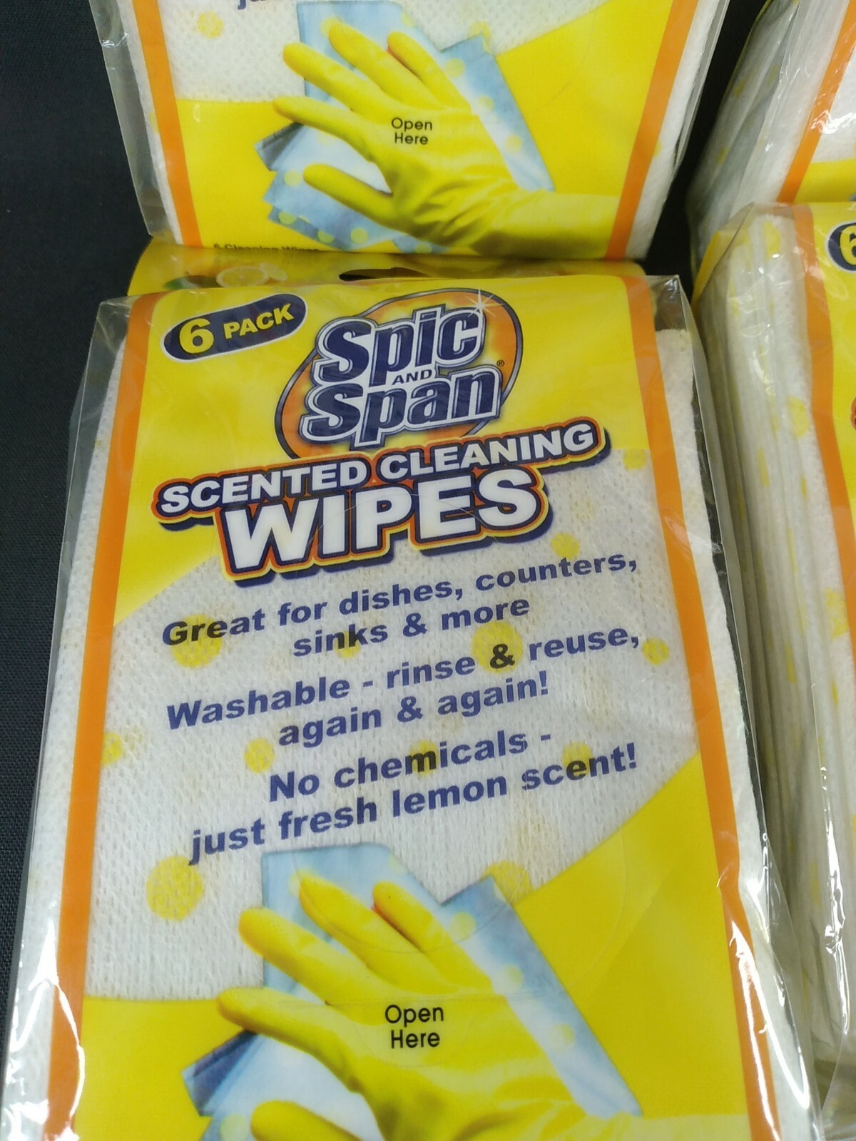 4 Spic And Span Scented Lemon Cleaning Towels Packs of 6 New Sealed 24 Total