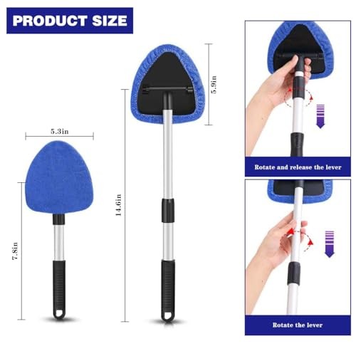 Car Windshield Cleaning Tool, Automotive Window Cleaner with 4 Reusable Blue