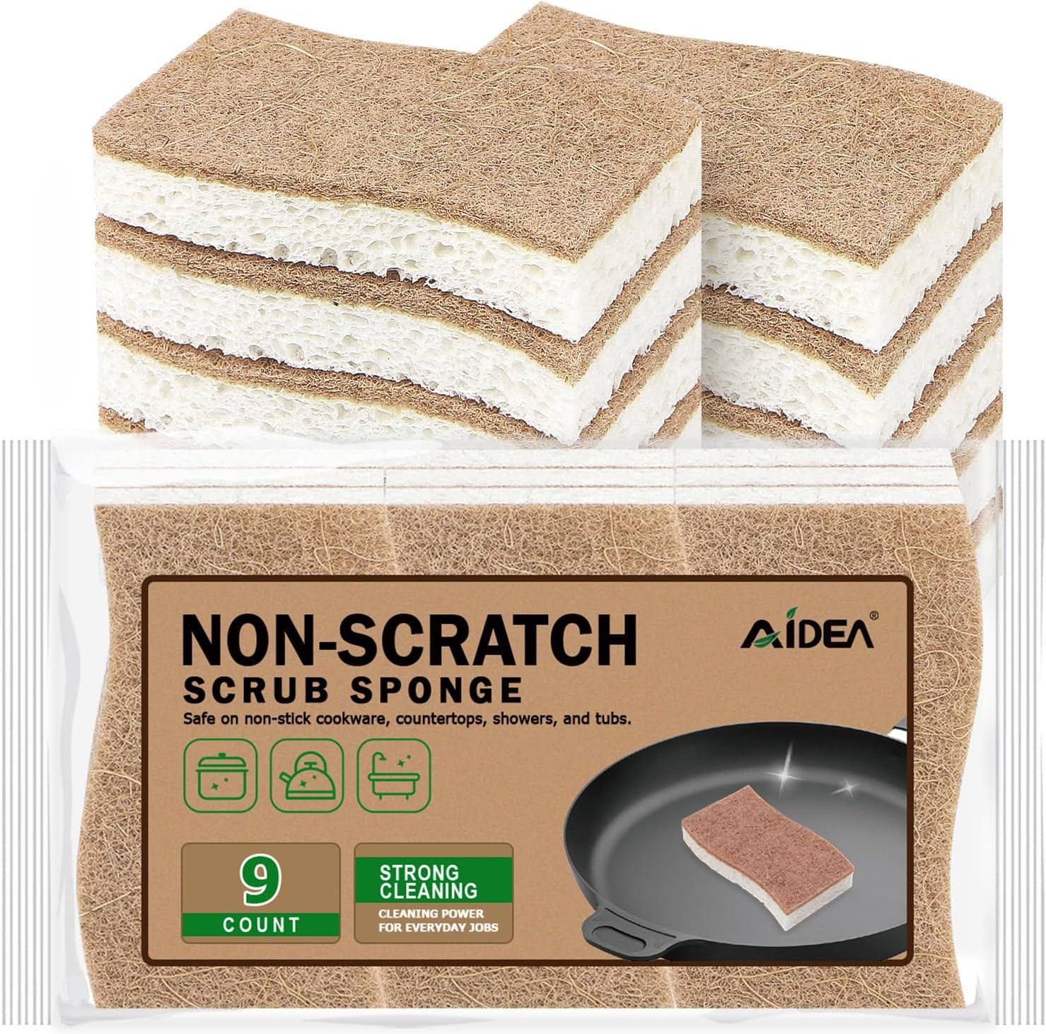 XL Scrub Sponges 6Count, Heavy Duty Sponges for Dishes, Extra Large Sponge for C