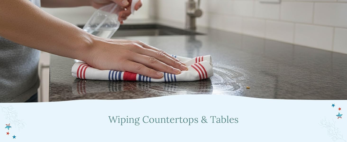 Red White and Blue Kitchen Towels – 6 Pack, 100% Cotton, 30″x20″, Striped