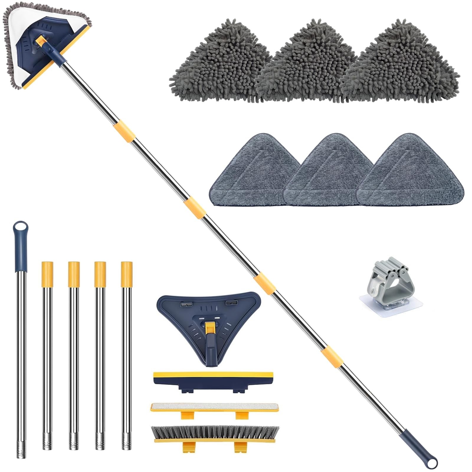 Wall Cleaner Mop with Long Handle, 5-in-1 Walls Cleaner Mops with 6 Microfibe…