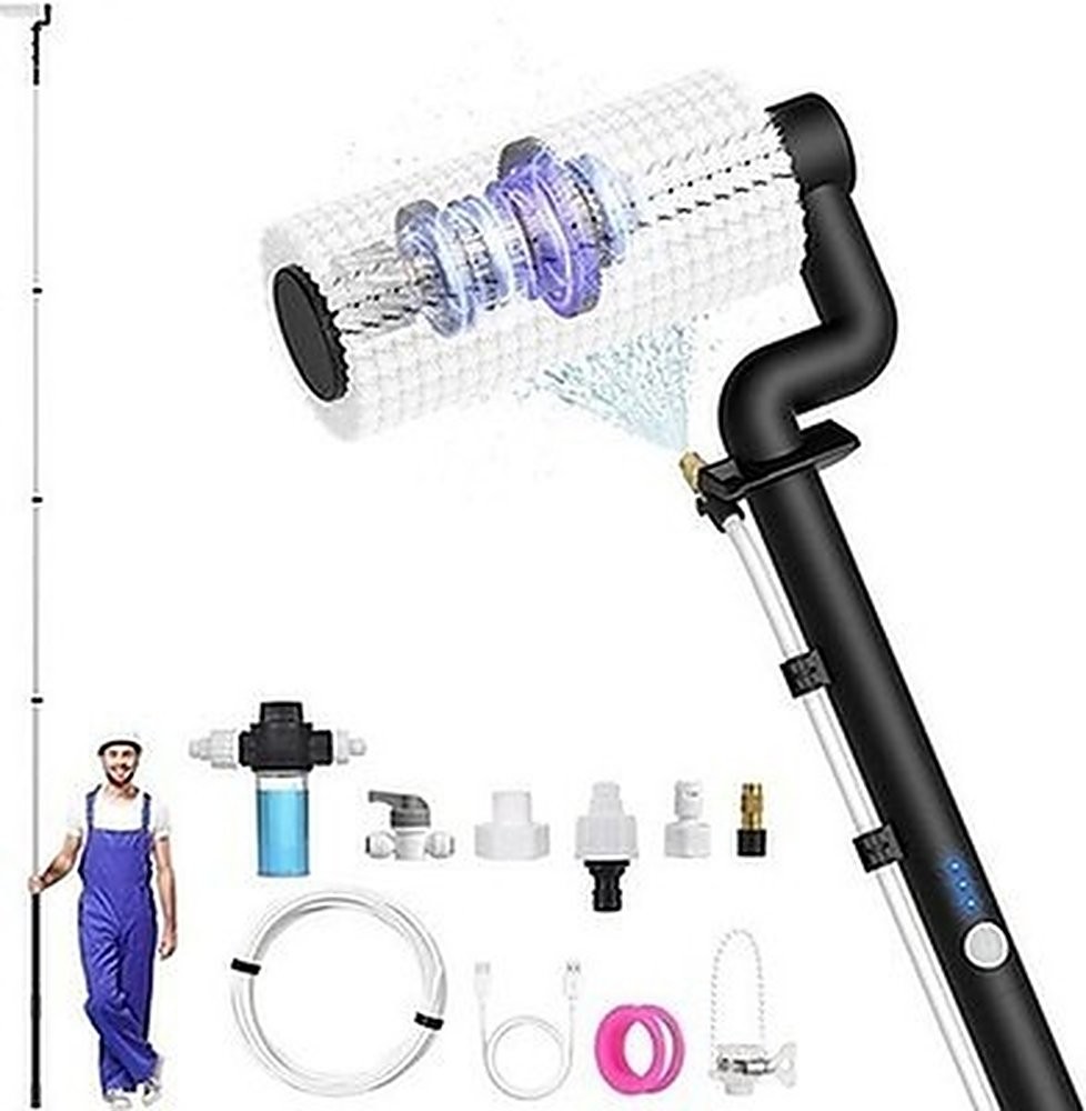 Electric Solar Panel Cleaning Kit 20FT Water Fed Pole Brush Soap #R019