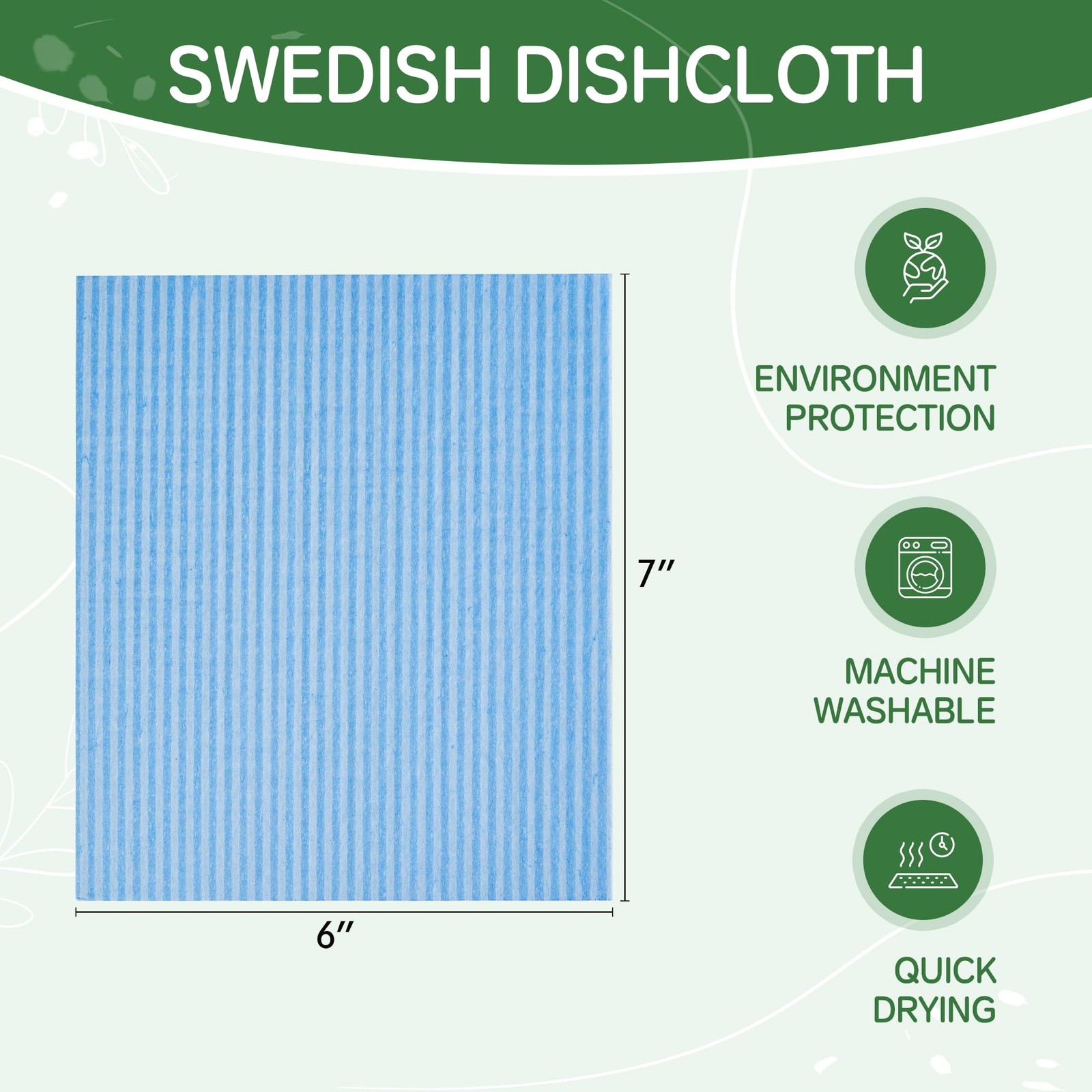 Swedish Dishcloths for Kitchen 10 Pack, Cellulose Sponge Cloths of Reusable D
