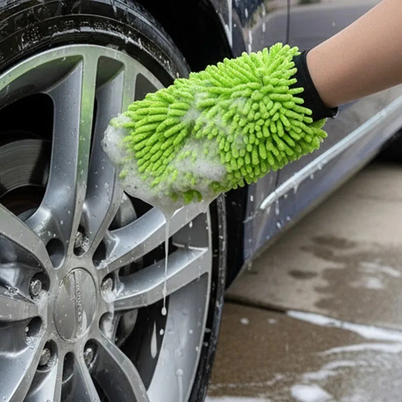 2 Pack Microfiber Car Wash Mitt Scratch Free Ultra Absorbent Car Cleaning Gloves