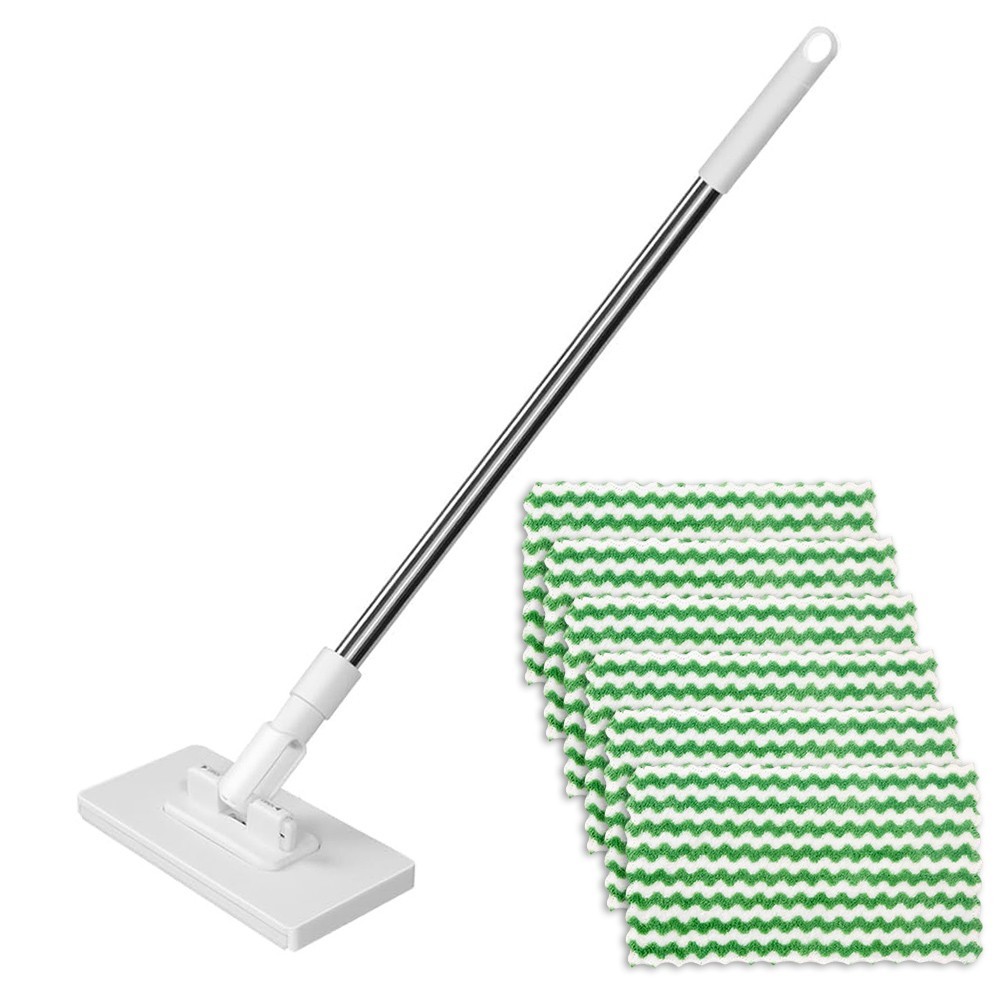 Disposable Dust Mop with 39 Inch Long Handle for Easy Reach Floor Cleaning