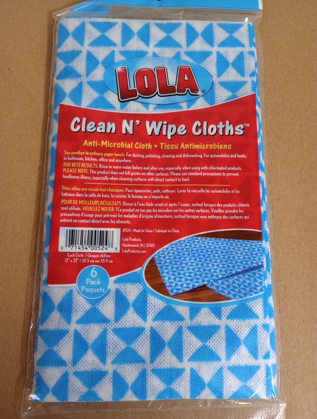 Lola Products Clean N’ Wipe Cloth – Comparable To Handi Wipes – 6 Pack