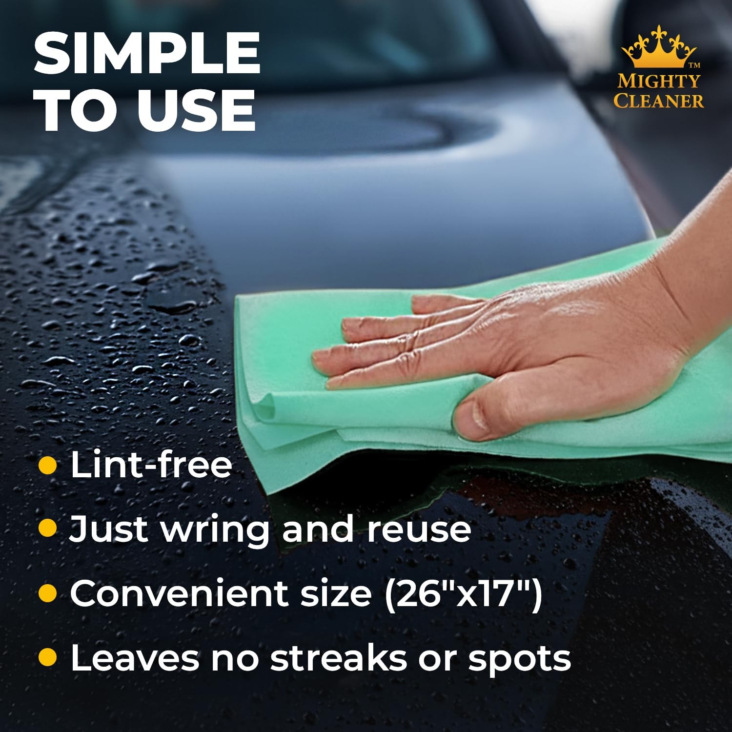 Super Absorbent Chamois Towel for Car Drying – Scratch-Free, 26″x17″