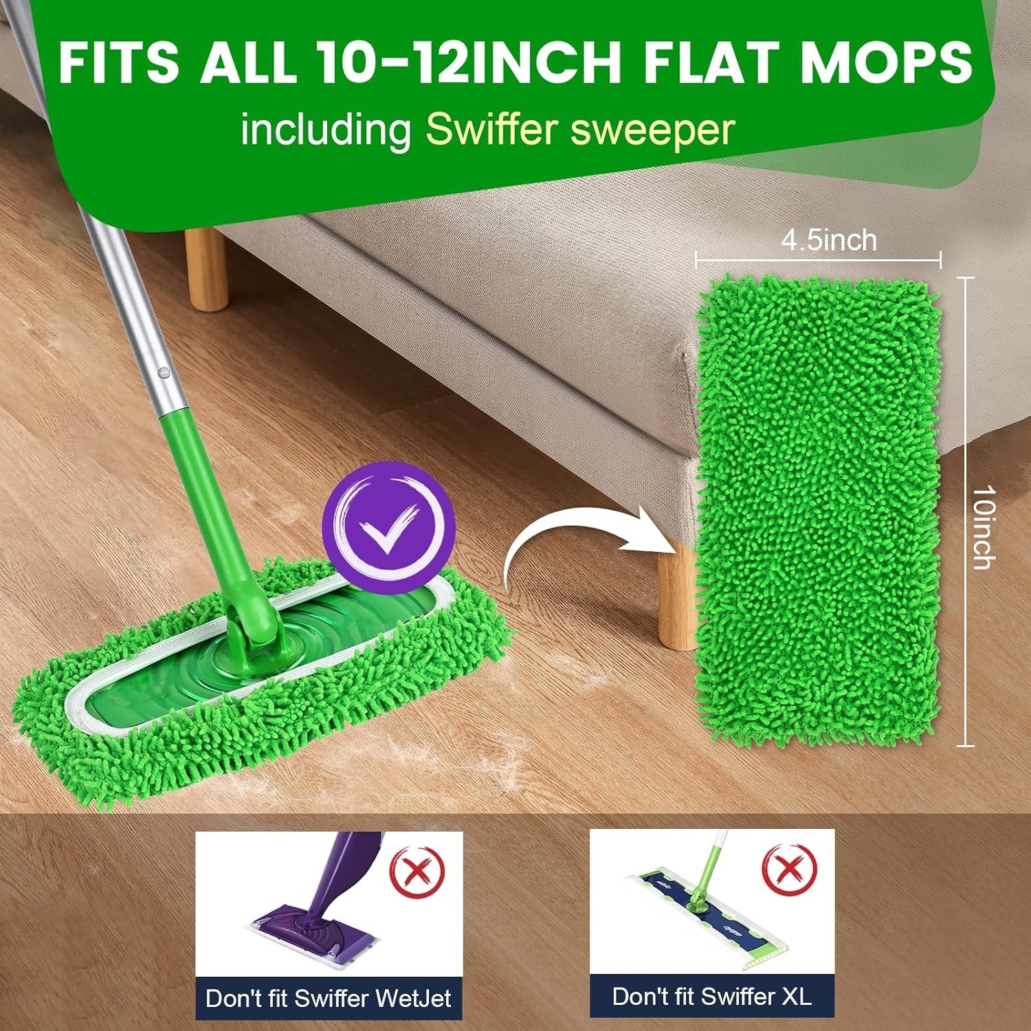 6 Pack High Quality Microfiber Mop Pads – Long-lasting and Eco-Conscious