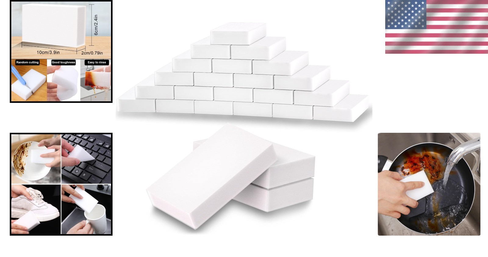 50 Count High-Performance Melamine Cleaner Sponges – Tear Resistant & Versatile