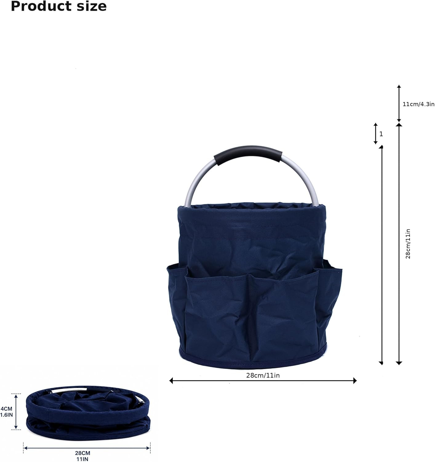 Cleaning Caddy with Handle, Foldable 17L Cleaning Supplies Basket with 6 Pockets
