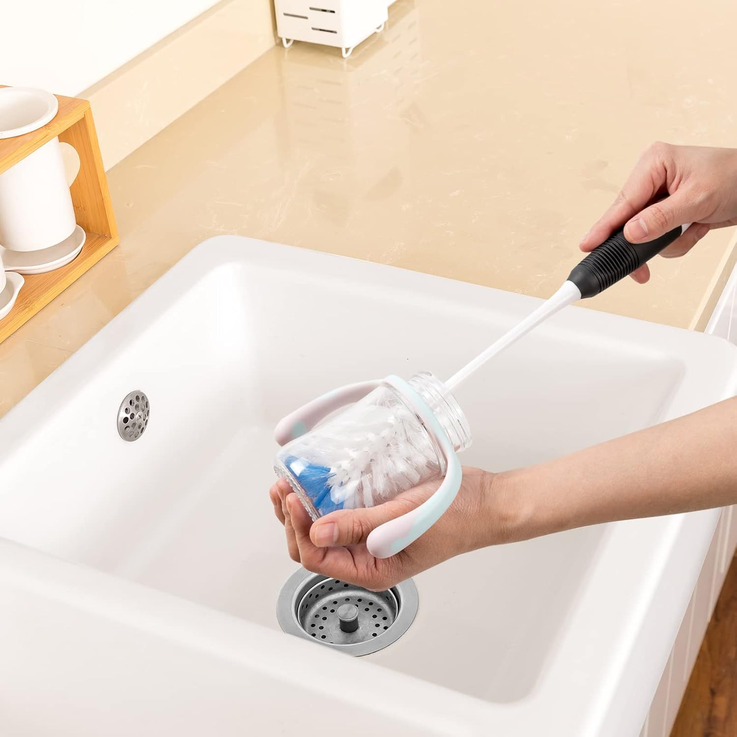 Bottle Brush Cleaner, Long Flexible Handle Bottle Brush Scrub for Water Bottles,