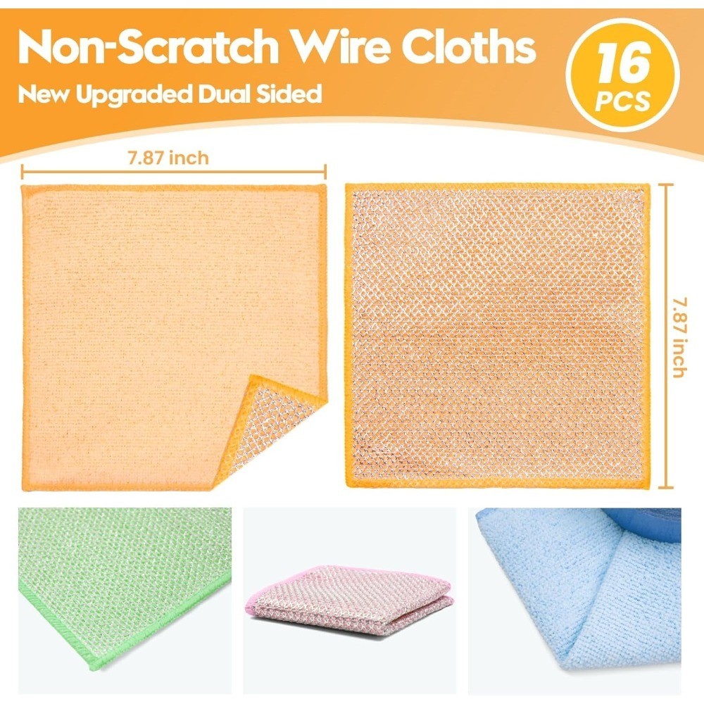 Multipurpose Wire Dishwashing Rags Dual Sided Non Scratch Scouring Pads Reusable