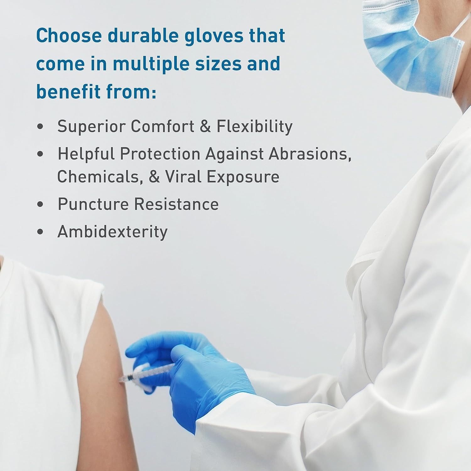Nitrile Gloves for Exam and Home Use, Medium, 1,000 Count – Latex & Powder