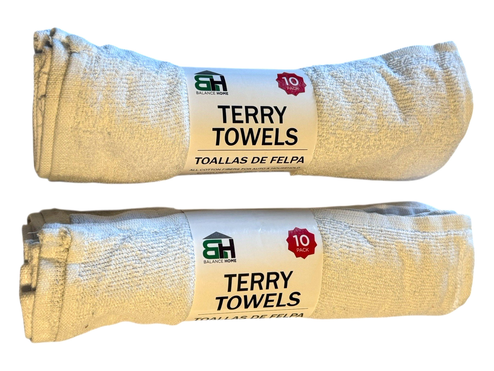 All Purpose 12″ x 12″ Terry Towels, 100% Cotton, 20 pcs (2 x 10 Packs) White