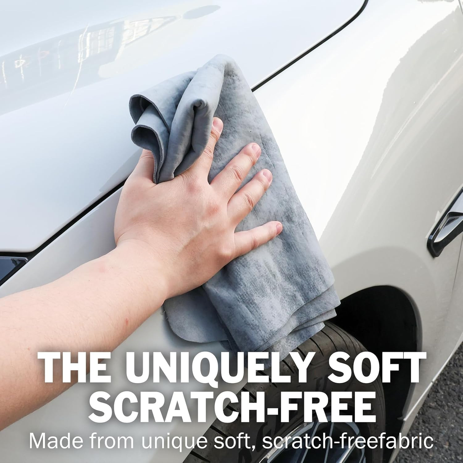 3 Pack Premium Chamois Towel for Car, 26”X17” Shammy Cloth for Car Drying, Super