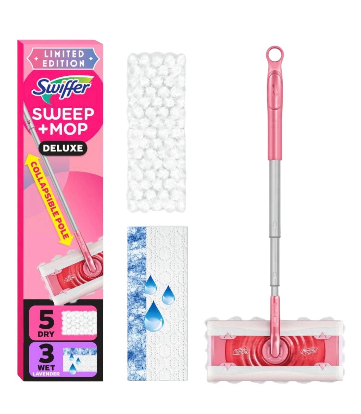 Swifter Wicked PINK Sweep & Mop Deluxe 2-in1 Kit Limited Edition HTF