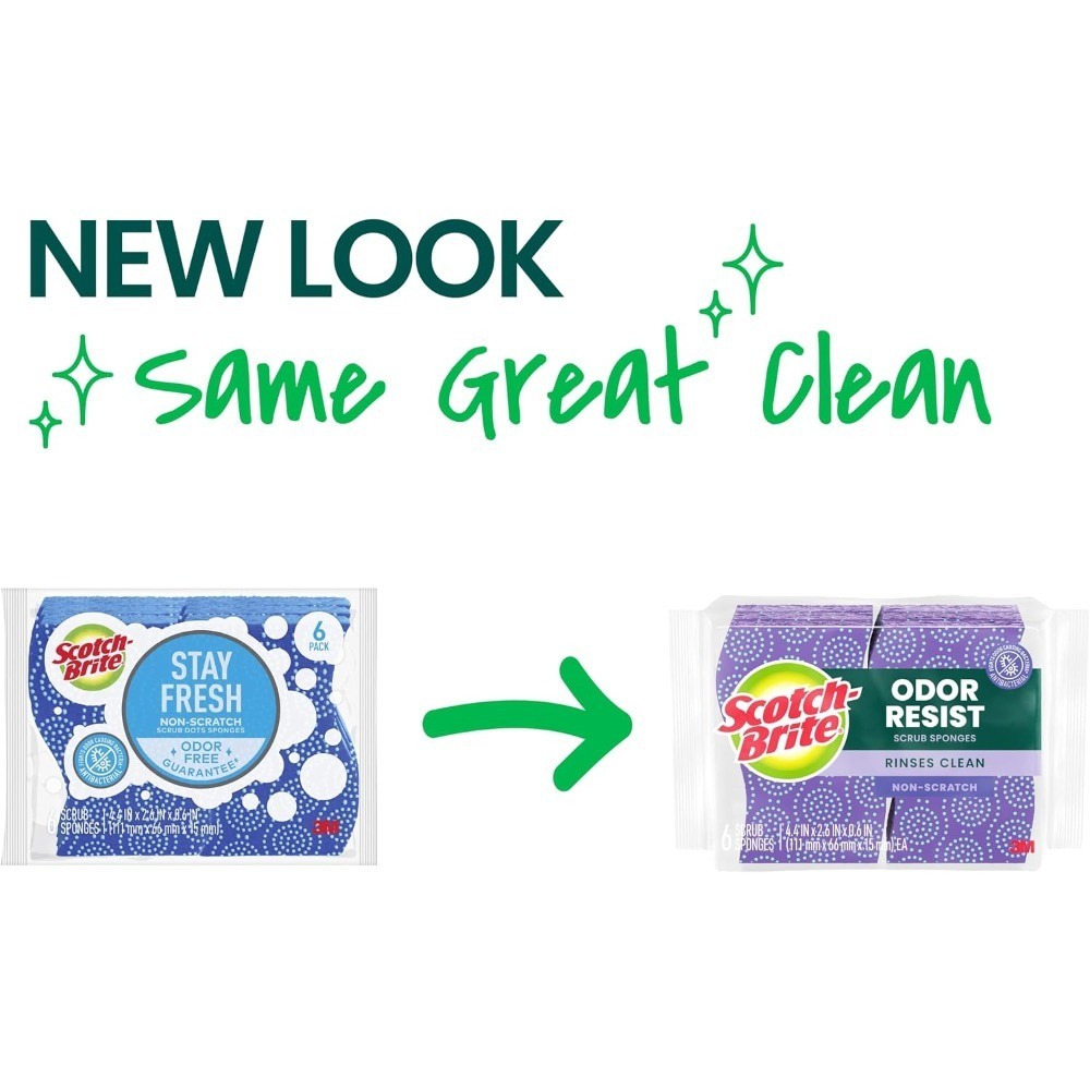 Odor Resist Non-Scratch Scrub Sponge, Dishwasher-Safe Kitchen Sponges that