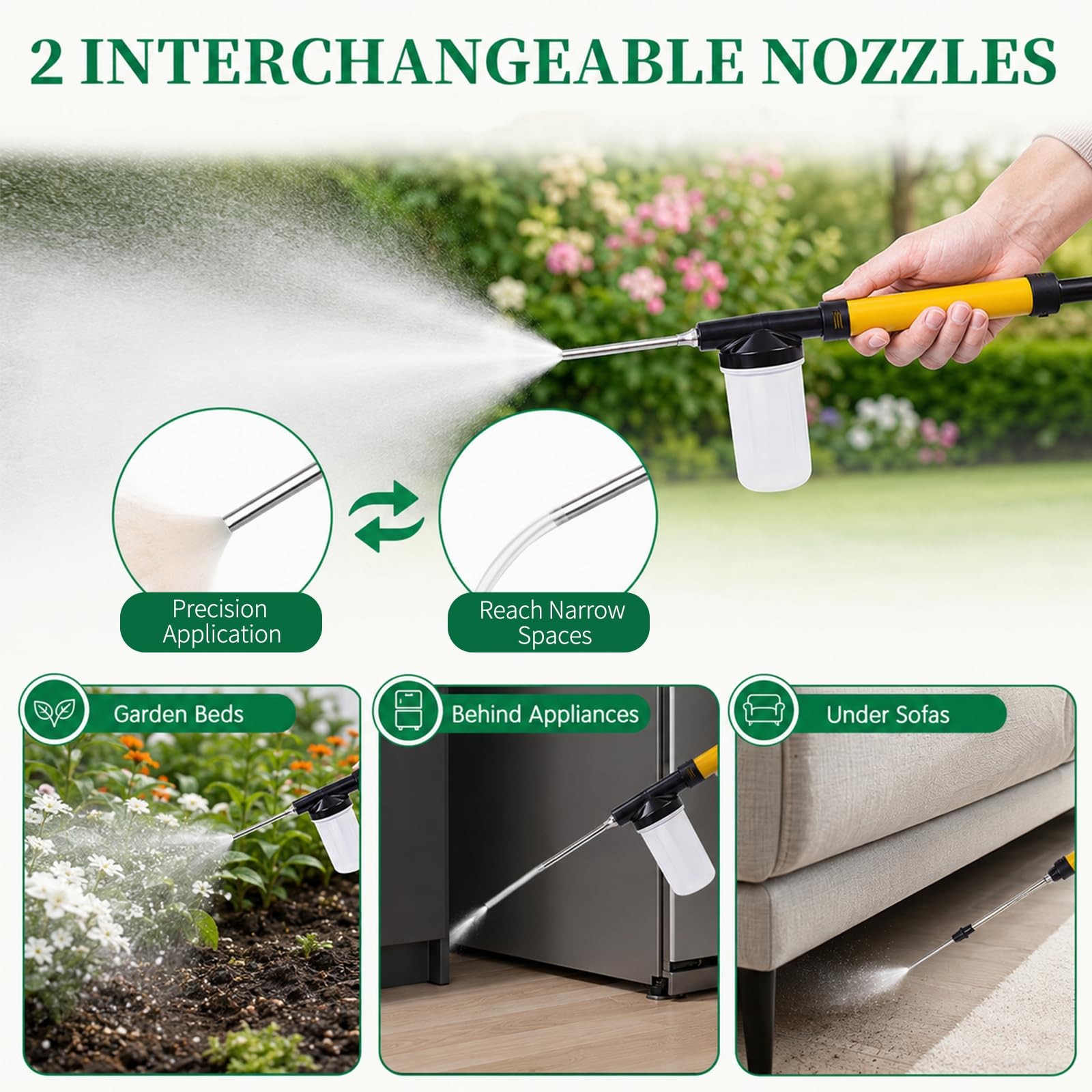 Diatomaceous Earth Powder Duster, Adjustable Long Reach Garden Dust Yellow