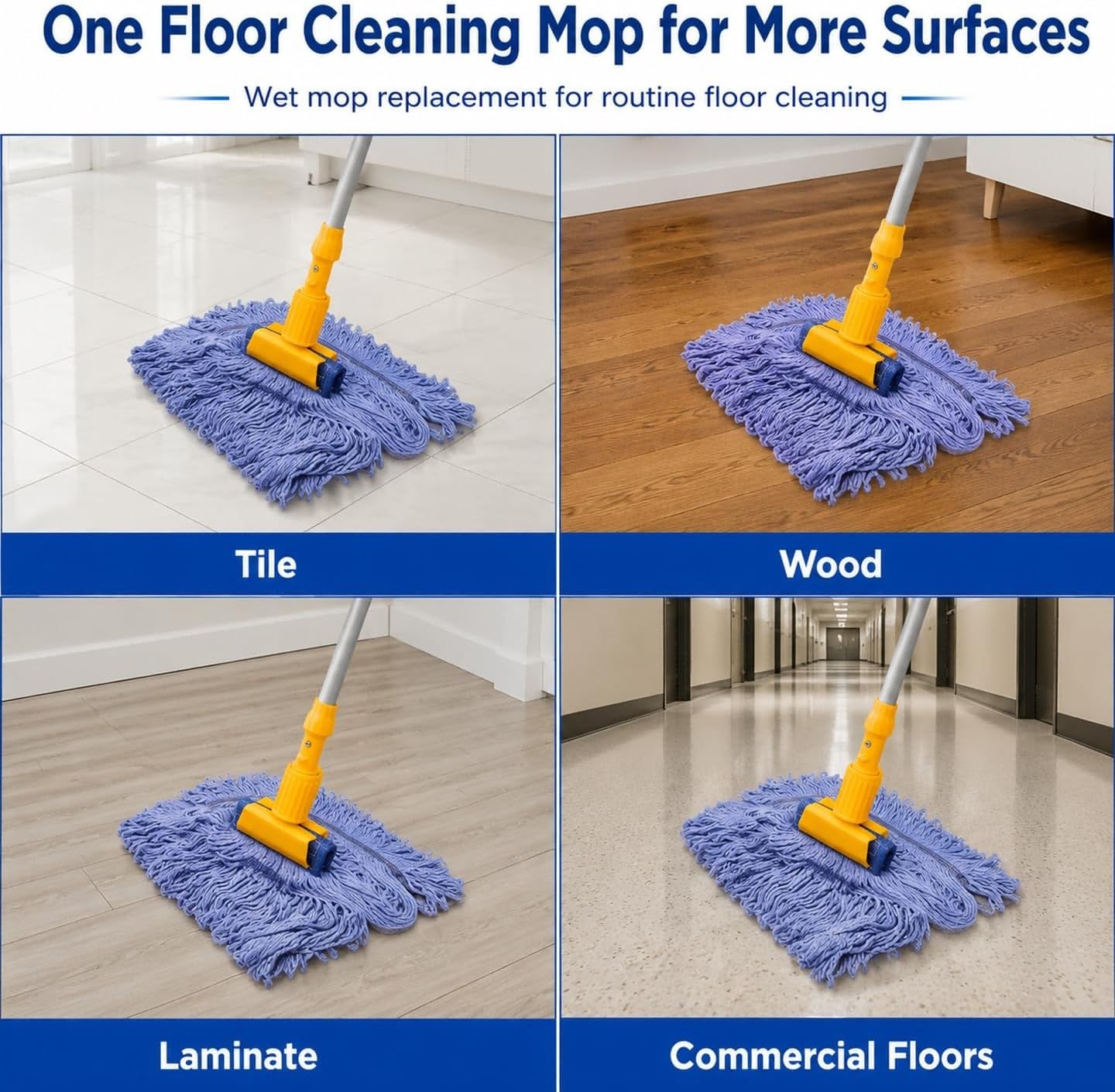 2 Pack Mop Head Replacement, Cleaning Heavy Duty Mop Head Commercial Replacem…