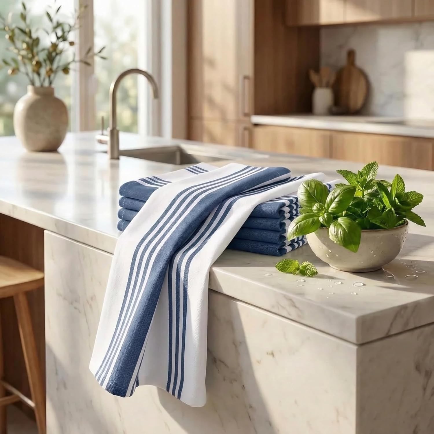 Kitchen Towels 100% Cotton Dish Towels for Kitchen (Set of 6) 20”x30” Dish