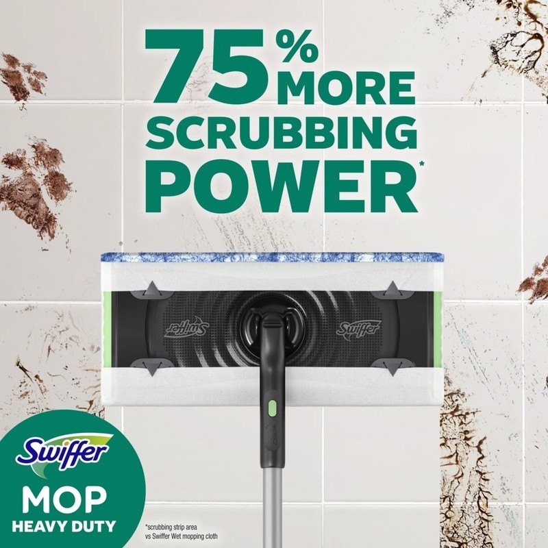 Heavy Duty Wet Mopping Cloths 75% More Scrubbing Power 20 Count Fresh Scent Pads