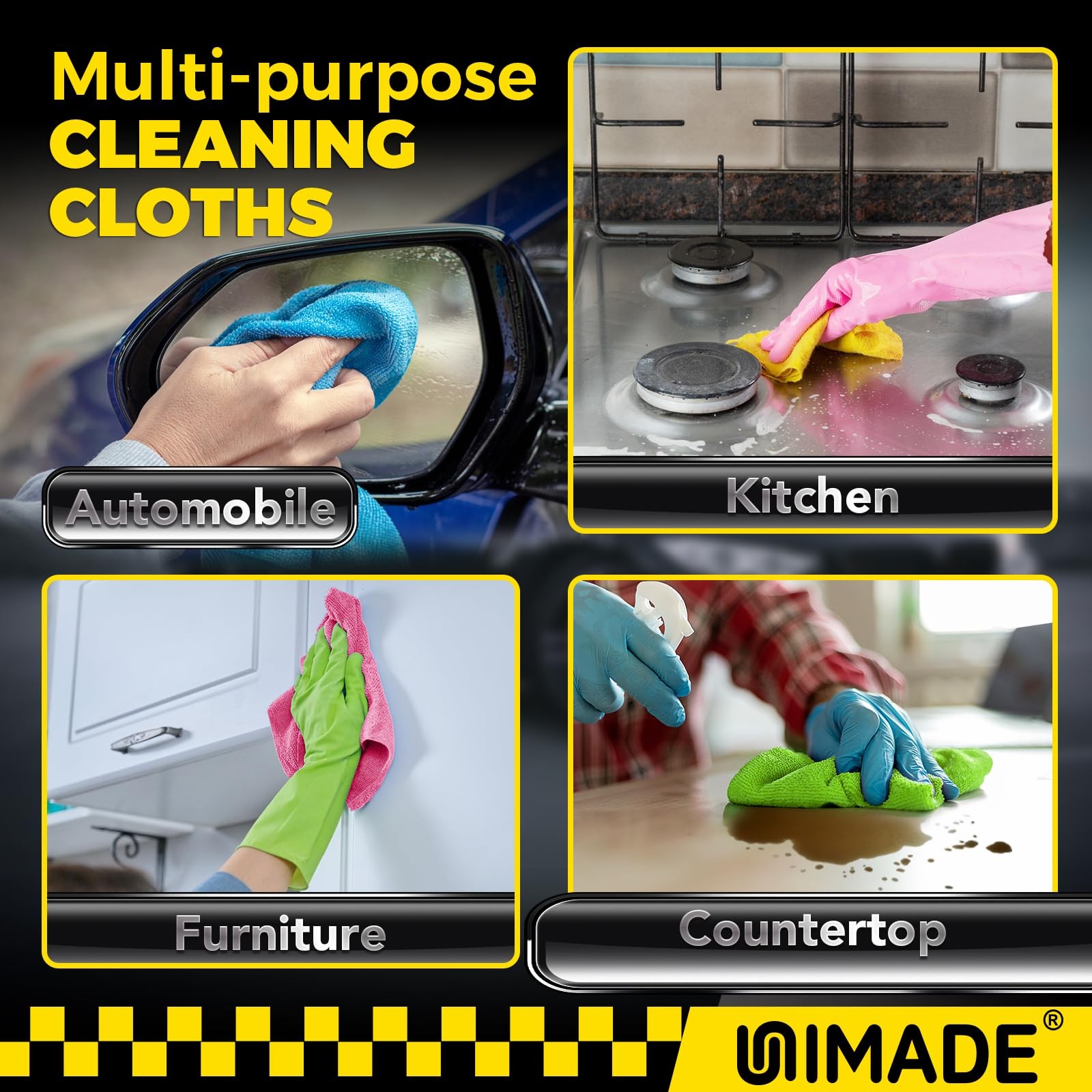 100PK Microfiber Cleaning Cloths for Automotive, Garage, and Restaurant Use