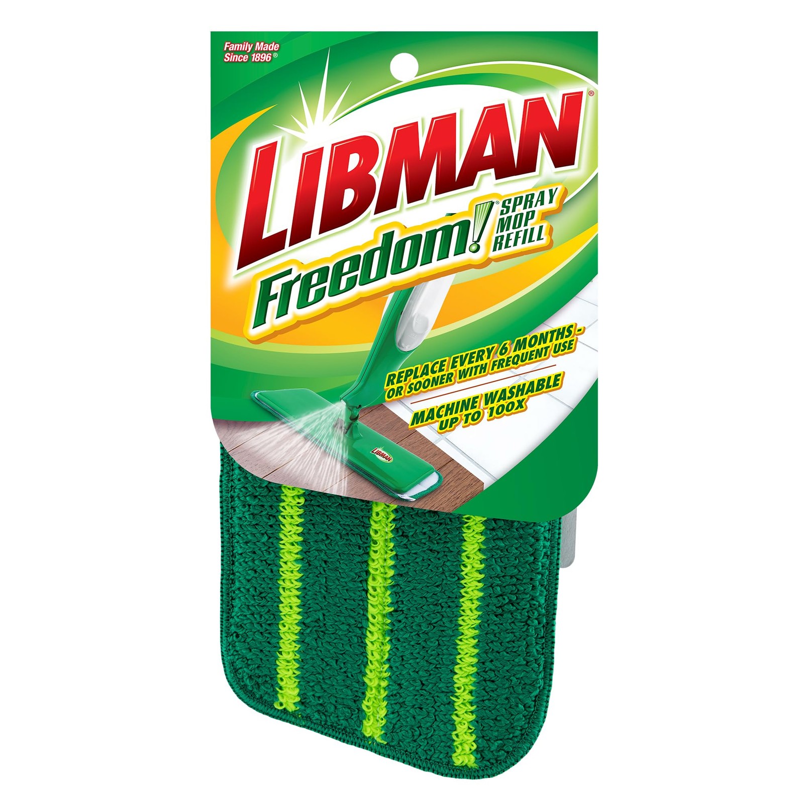 Libman Freedom Spray Mop Refills, 3 Pack, Green