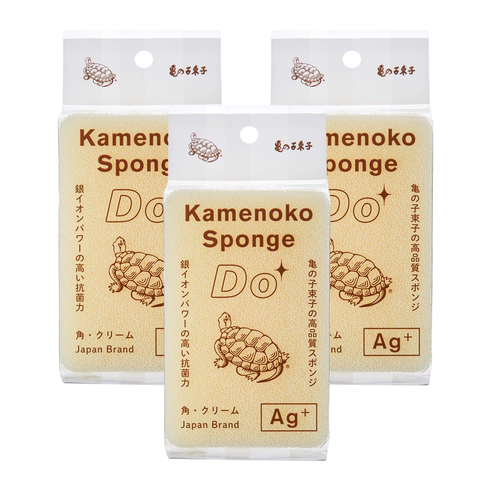 Kamenoko Sponge Do Ag+ Antibacterial Kitchen Sponge 3pcs Cream Made in Japan