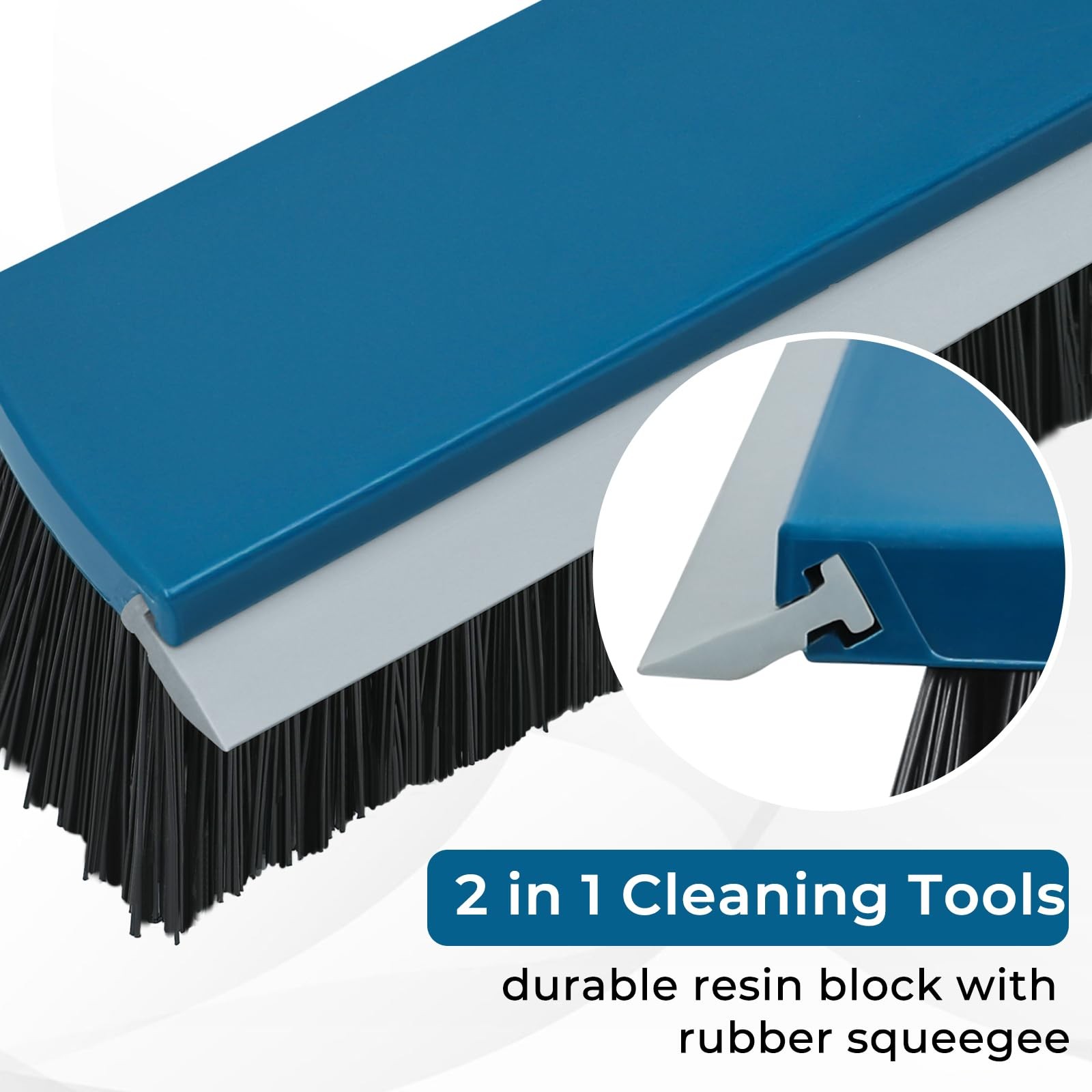 16-Inch Push Broom Outdoor with Squeegee and 58″ Long Handle, 2 in 1 Commerci…
