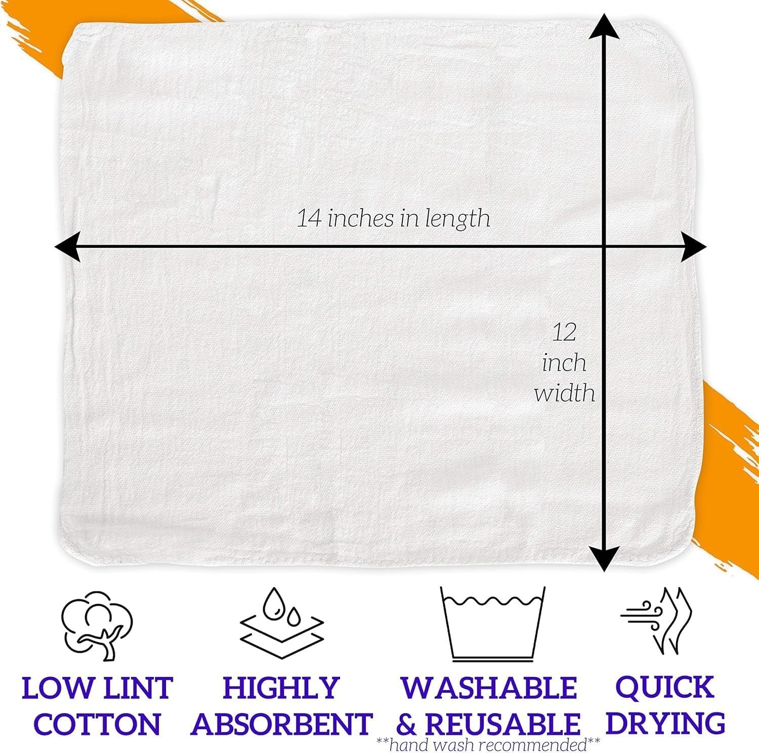 Shop Towels 12″ x 14″ 150 Pack – White Cotton Shop Towels, Cleaning Rags Bulk…