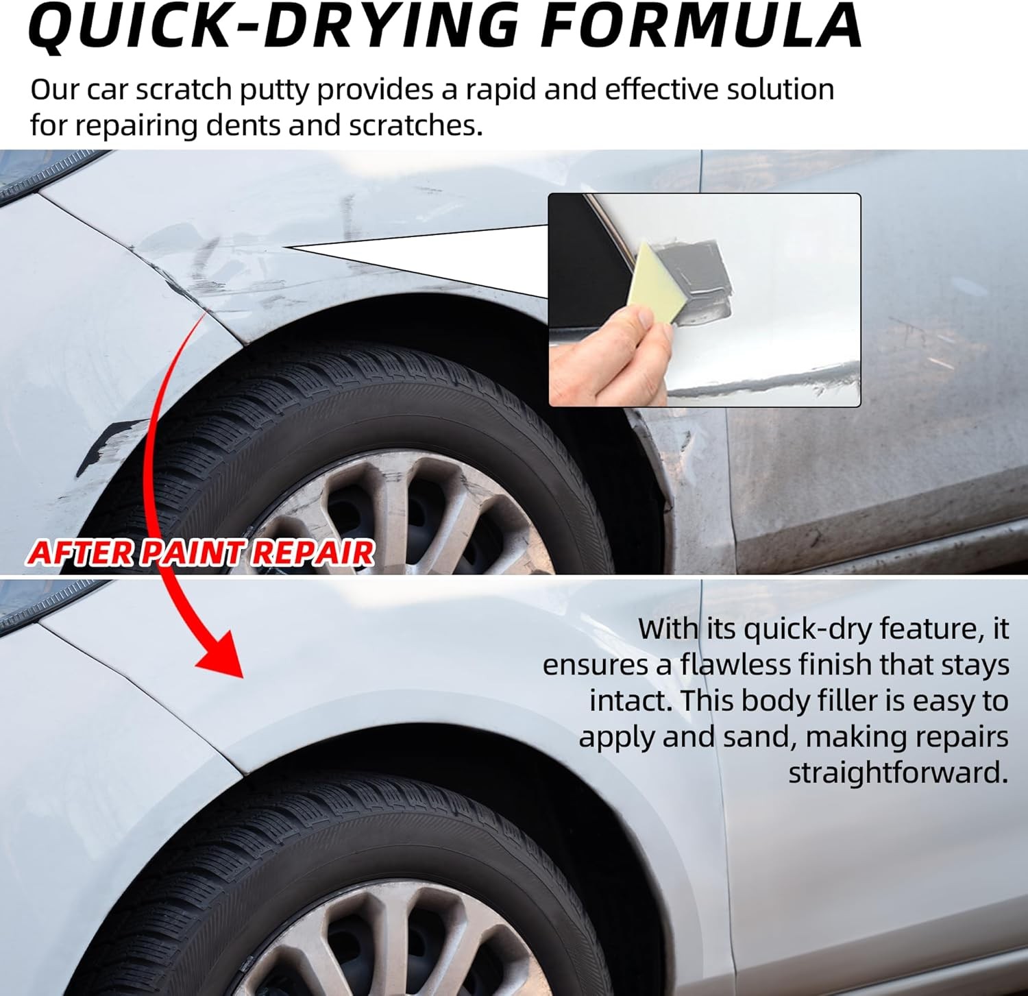 (2 Pack) 20g Car Body Filler Repair Kit, Automotive Putty Scratch Filler, Quick-