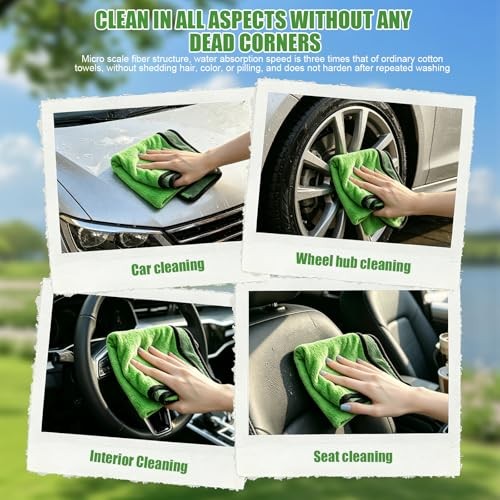 Green Microfiber Cleaning Cloth Kit – 4PCS Car Washing Cloths