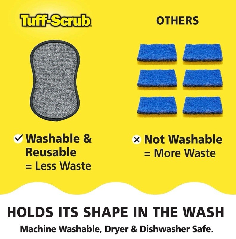 Tuff-Scrub Microfiber Pad Professional SCRUB-N-WIPE ~ Machine Washable ~ 10-Pack