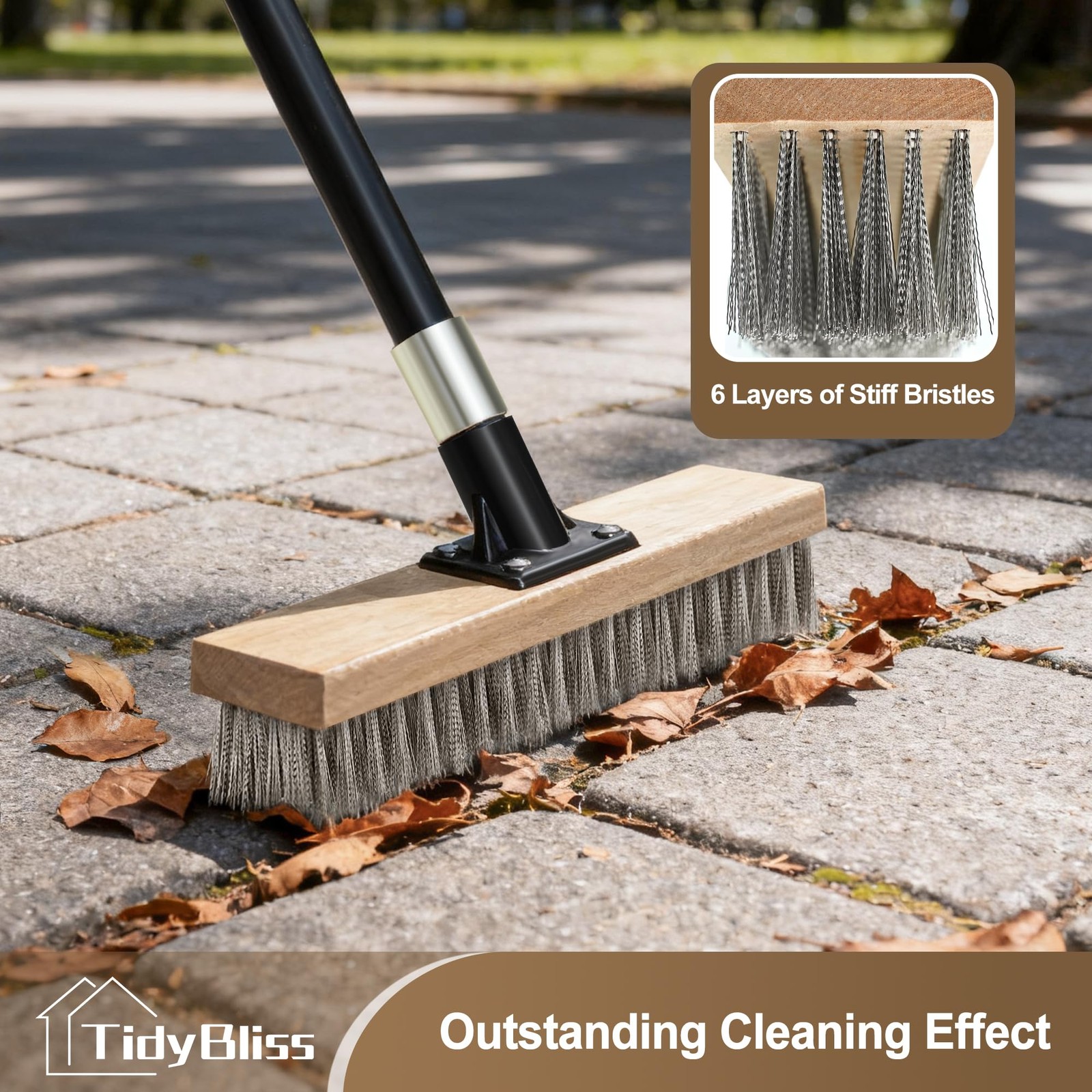 Stainless Steel Wire Scrub Brush with Long Handle, Heavy Duty Stiff Metal Bro…