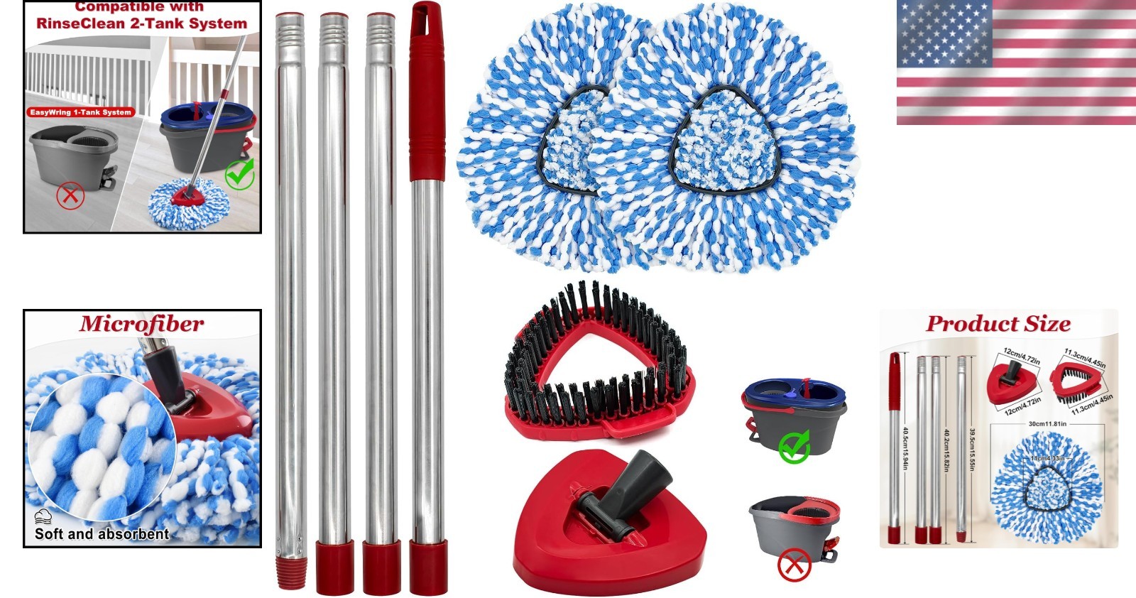 Eco-Friendly Spin Mop Replacement Set – Lightweight and Washable for All Floors