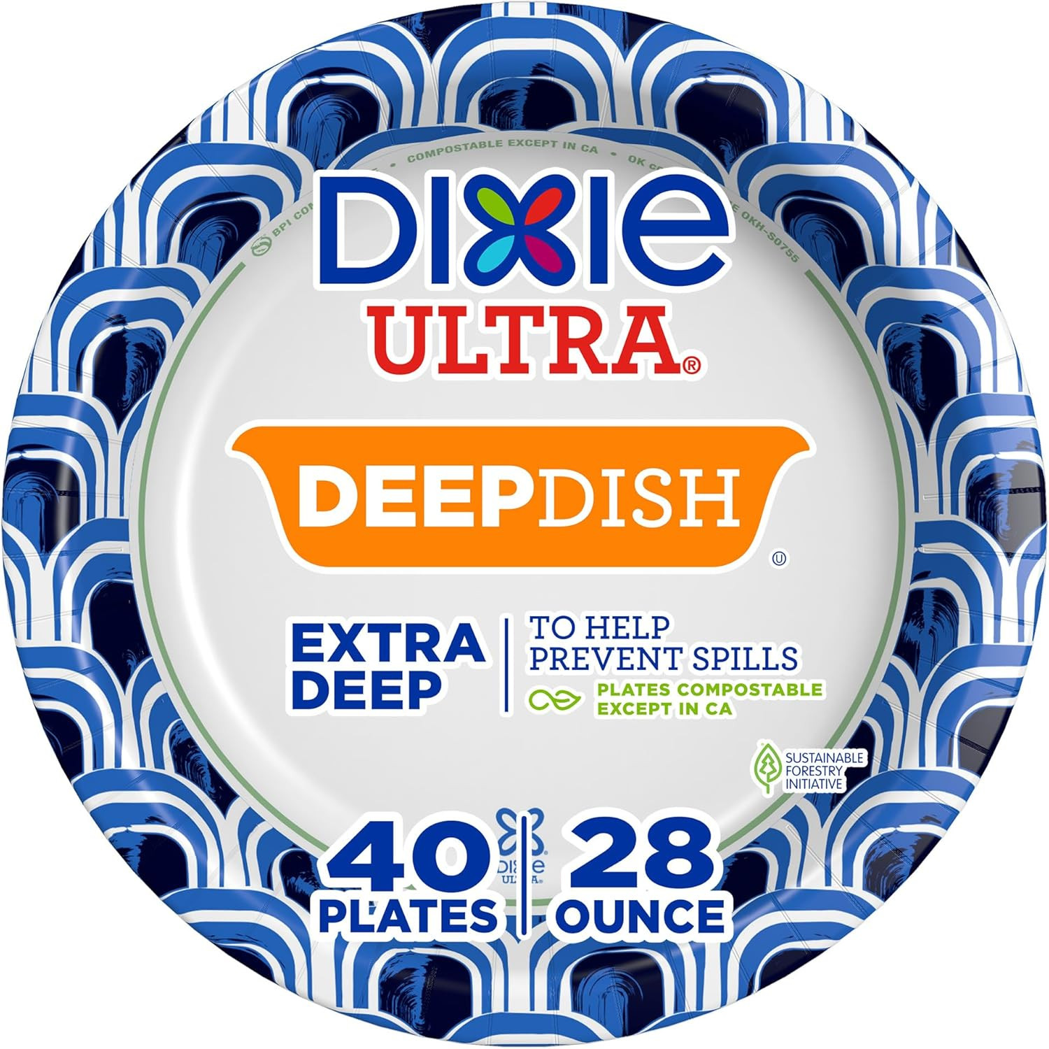 Ultra, Deep Dish Paper Plates, 28 Oz, 40 Count, Heavy Duty, Microwave-Safe, Soak