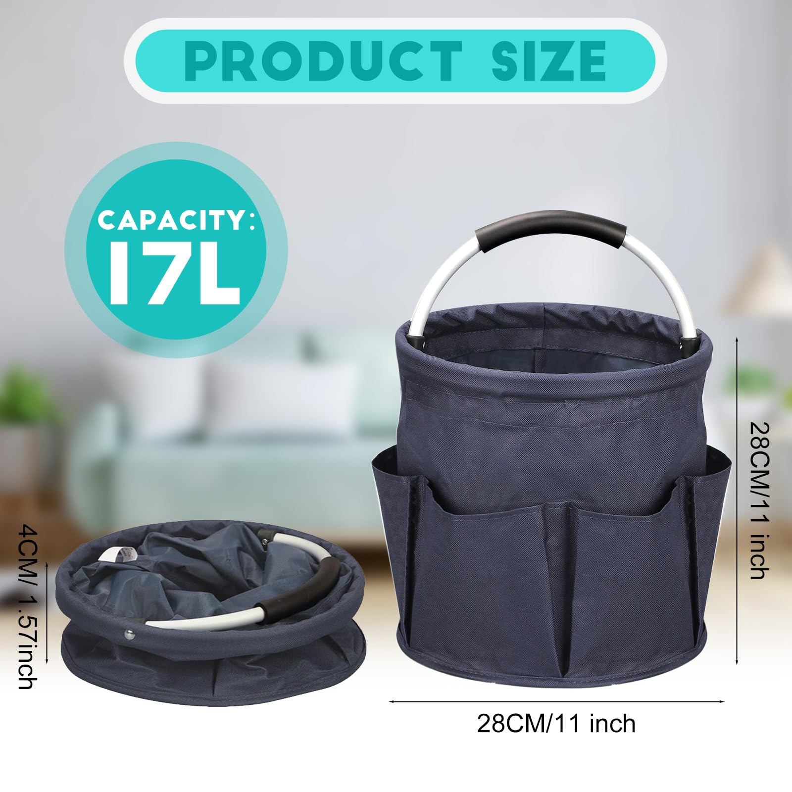 Ashmacdo Cleaning Caddy for Supplies,17L Supply Navy Blue
