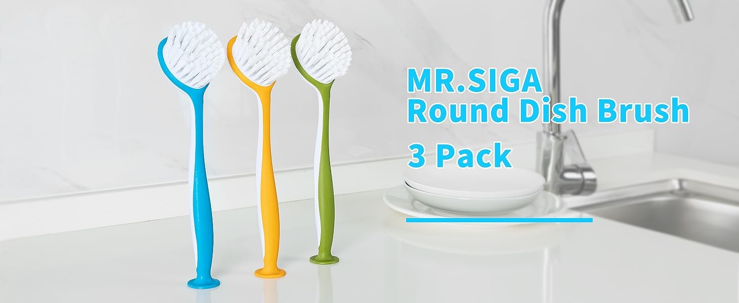 Round Dish Brush, Size: Dia 5.5 x 25cm – Pack of 3