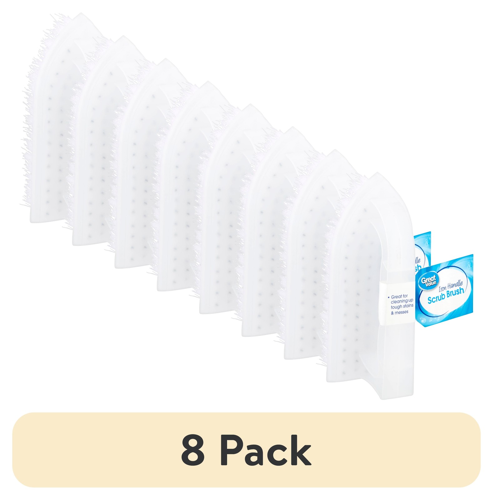 (8 pack)Iron Handle Multi-Purpose Cleaning Scrub Brush, White, 1 Count