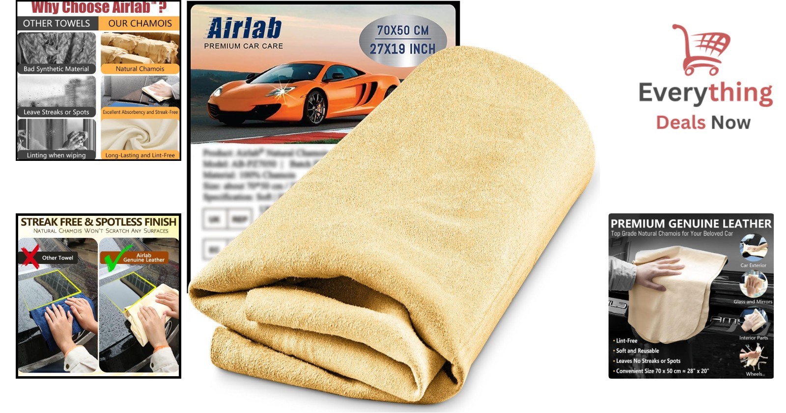 Real Leather Chamois Cloth 20” x 27.6” – Effortless Drying for Your Vehicle