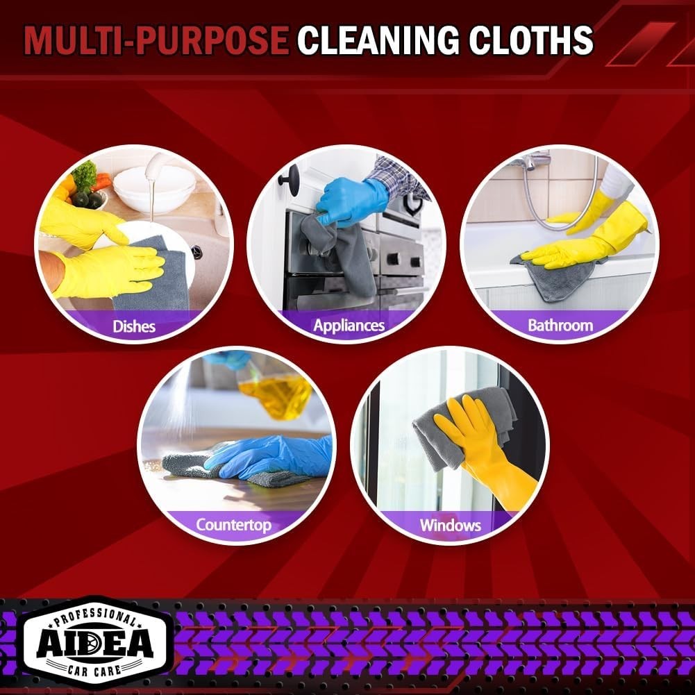 12 Pack Microfiber Cleaning Towels – Lint-Free, Absorbent, Multi-Use for Car…
