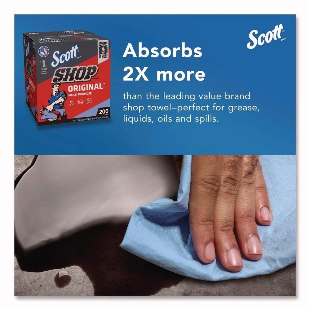 Scott 75190BX 9″ x 12″ 1-Ply Shop Towels Original – Unscented/Blue (200/Box) New